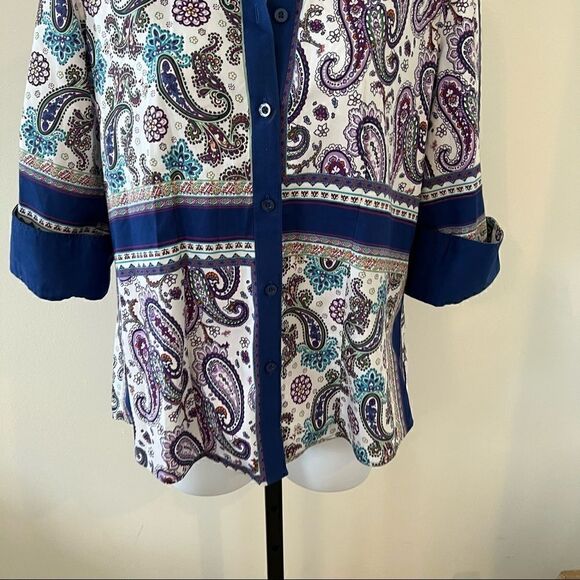 Chicos Blue Paisley Top (0) - Picture 2 of 7